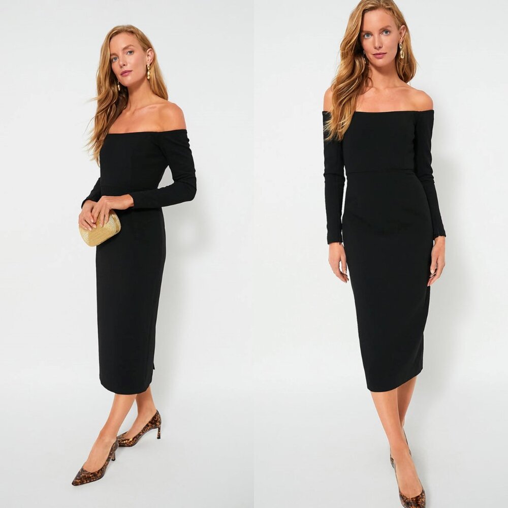 Tuckernuck Black Off-the-Shoulder Long Sleeve Midi Dress